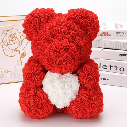 Red Rose Bear with A Heart