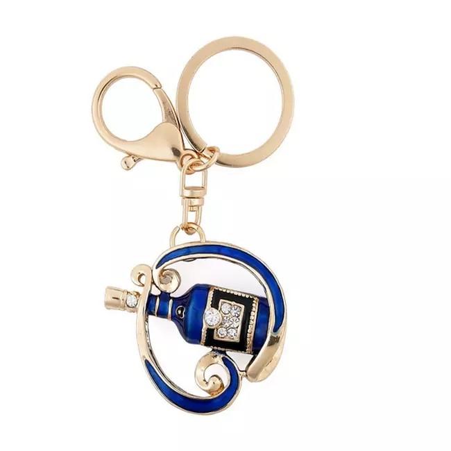 Luxury Shiny Red Wine Bottle Keychain