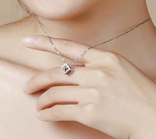925 Sterling Silver Cube Box Pendant