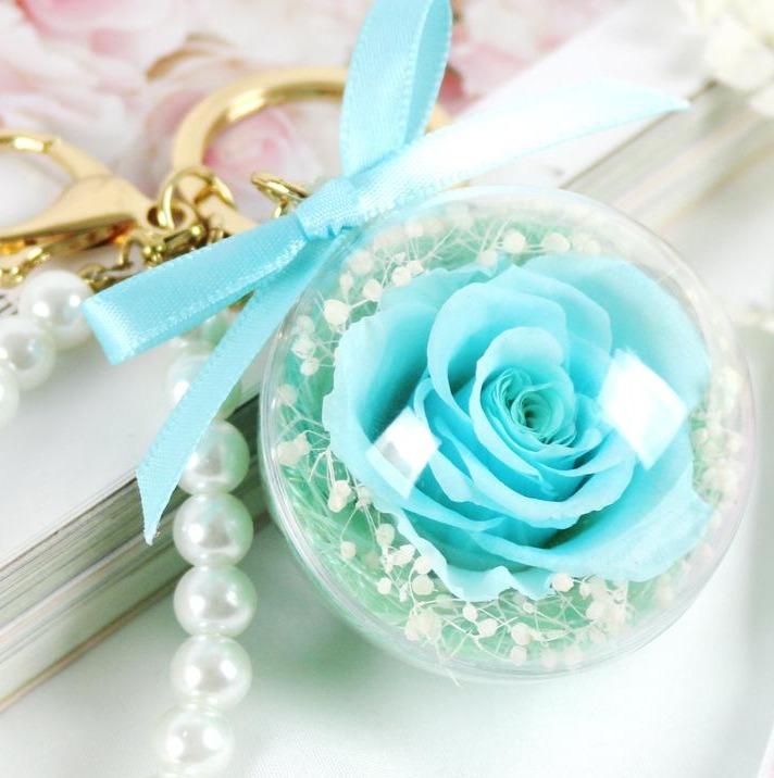 Timeless Blue Rose Preserved Forever Keychain