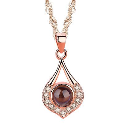 925 Sterling Silver 100 Language I Love You Projection Water Drop Pendants