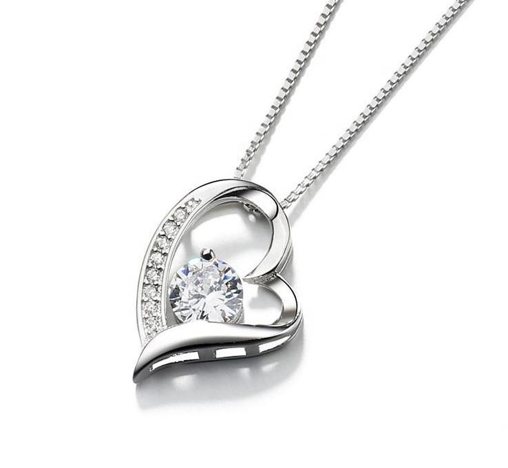 925 Sterling Silver Cubic Zirconia Heart Pendant