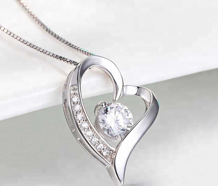 925 Sterling Silver Cubic Zirconia Heart Pendant