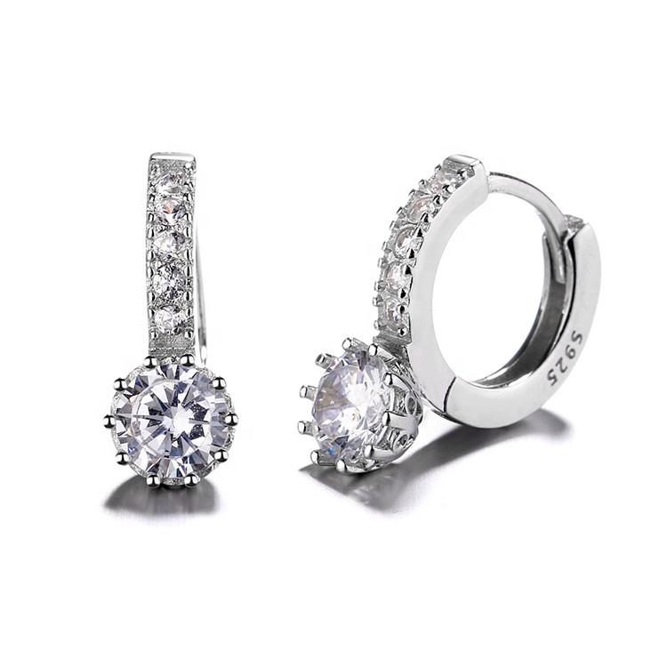 925 Sterling Silver Wing Crystal Hoop Earrings