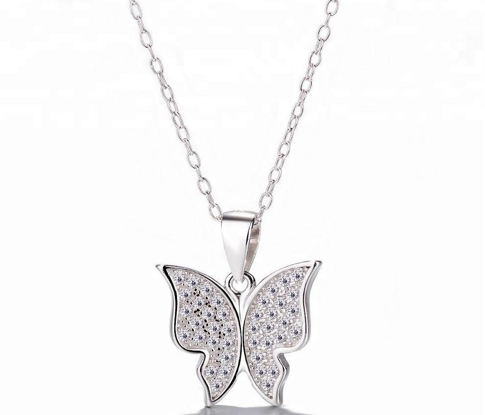 925 Sterling Silver Cubic Zircon Butterfly Jewellery Set
