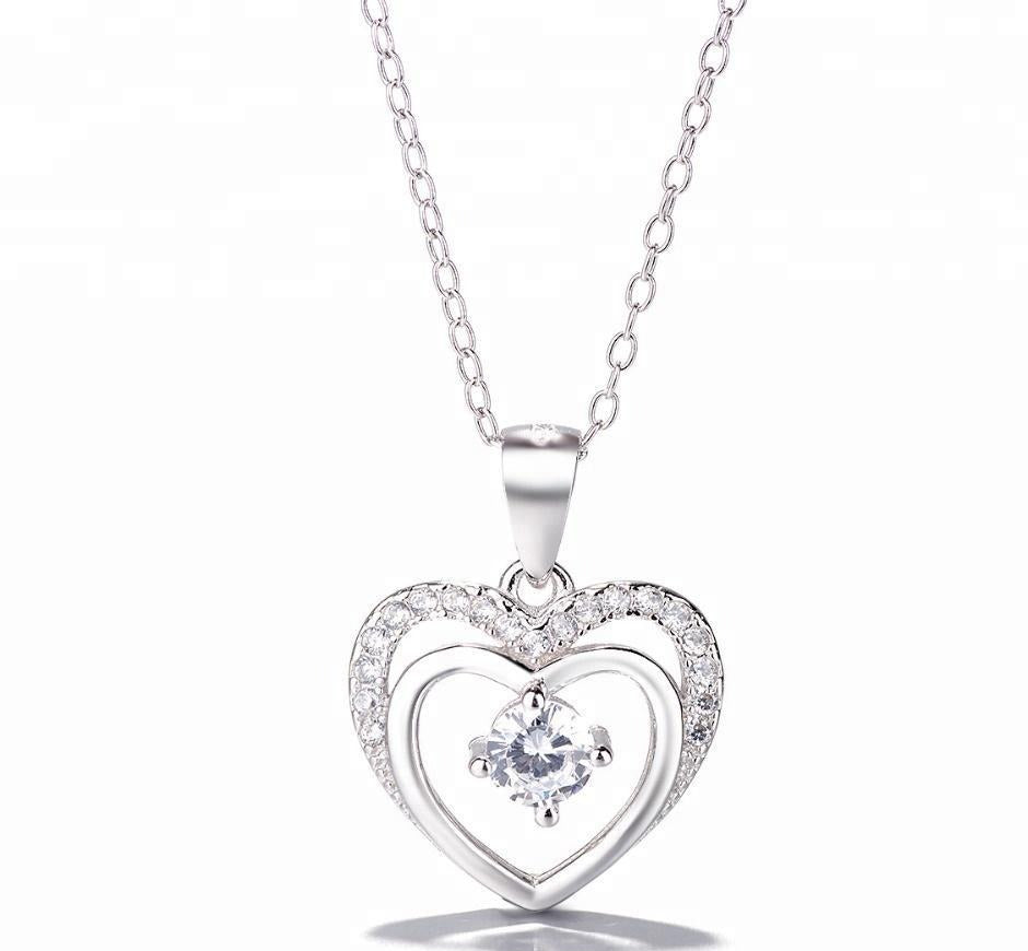 925 Sterling Silver Cubic Zircon Heart Jewellery Set