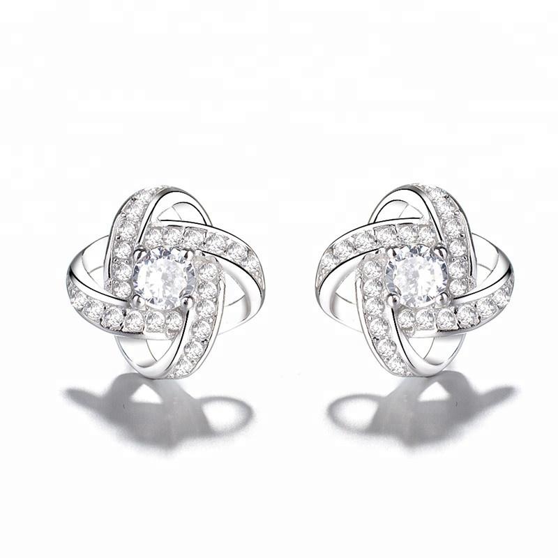 925 Sterling Silver Four Leaf Earrings  Stud Earrings
