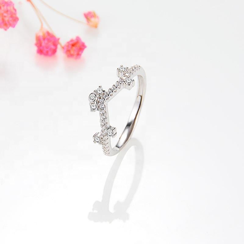 925 Sterling Silver Three-In-One 100 Language I Love You Projection Crown Ring