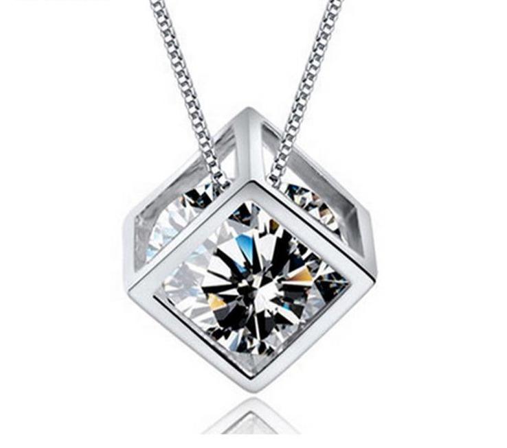 925 Sterling Silver Cube Box Pendant