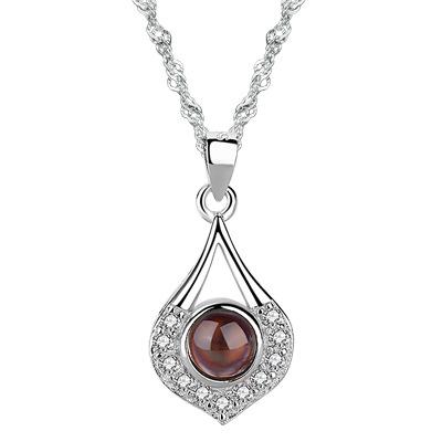 925 Sterling Silver 100 Language I Love You Projection Water Drop Pendants