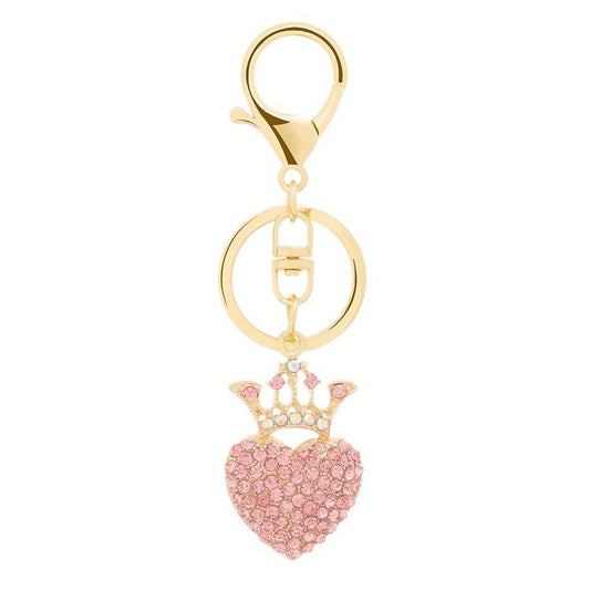 Luxury Pink Crown Heart Keychain