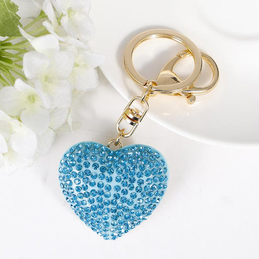 Luxury Turquoise Heart Diamond Keychain