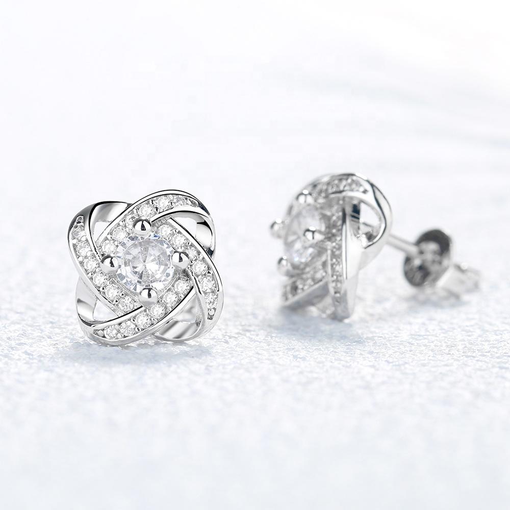925 Sterling Silver Four Leaf Earrings  Stud Earrings