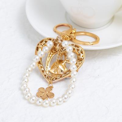 Luxury Multicoloured Love Hearts With Pearls Keychain