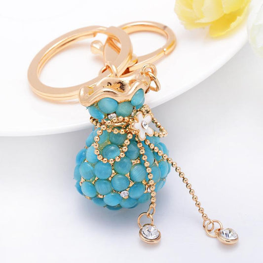 Luxury Blue Pouch Keychain