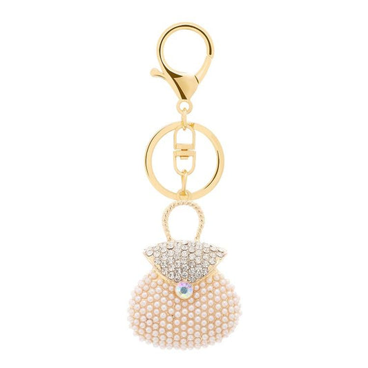 Luxury Peach Pearl Handbag Keychain