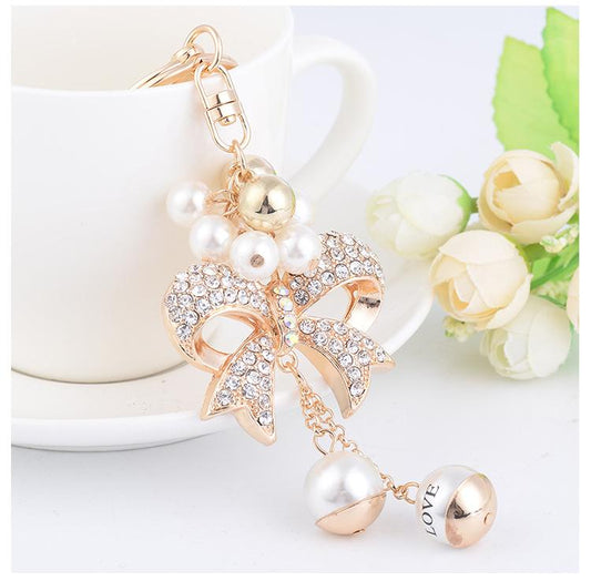 Luxury Bow Keychain With Pearls