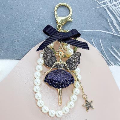 Luxury Blue Angel Keychain With Pearl