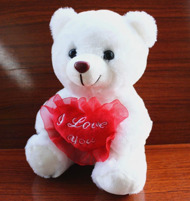 White Teddy Bear With I Love You Heart