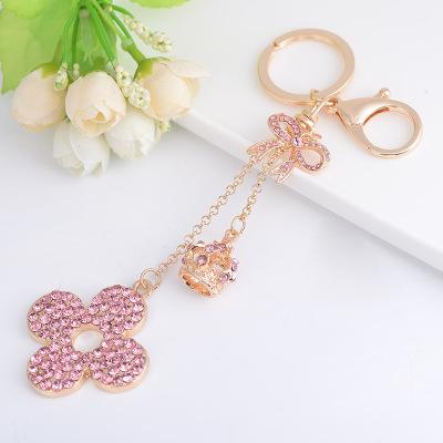 Luxury Lucky Four Leaves Clover Pink Keychain