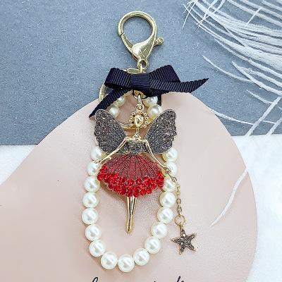 Luxury Red Angel Keychain With Pearls
