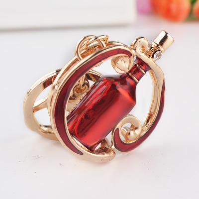 Luxury Shiny Red Wine Bottle Keychain