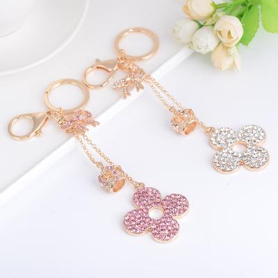 Luxury Lucky Four Leaves Clover White Keychain