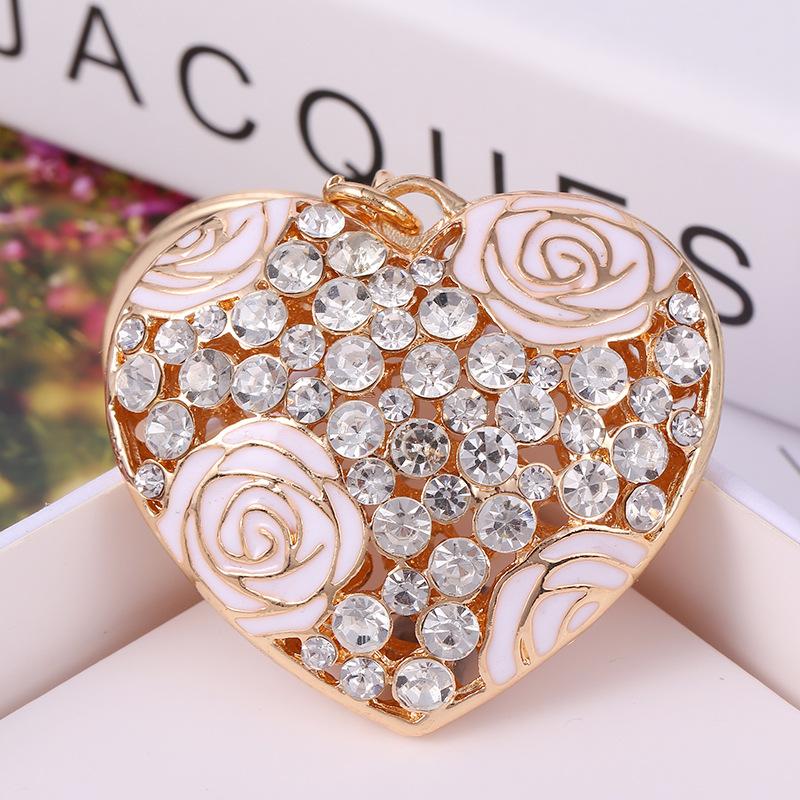 Luxury Red Rose Heart Shaped Keychain